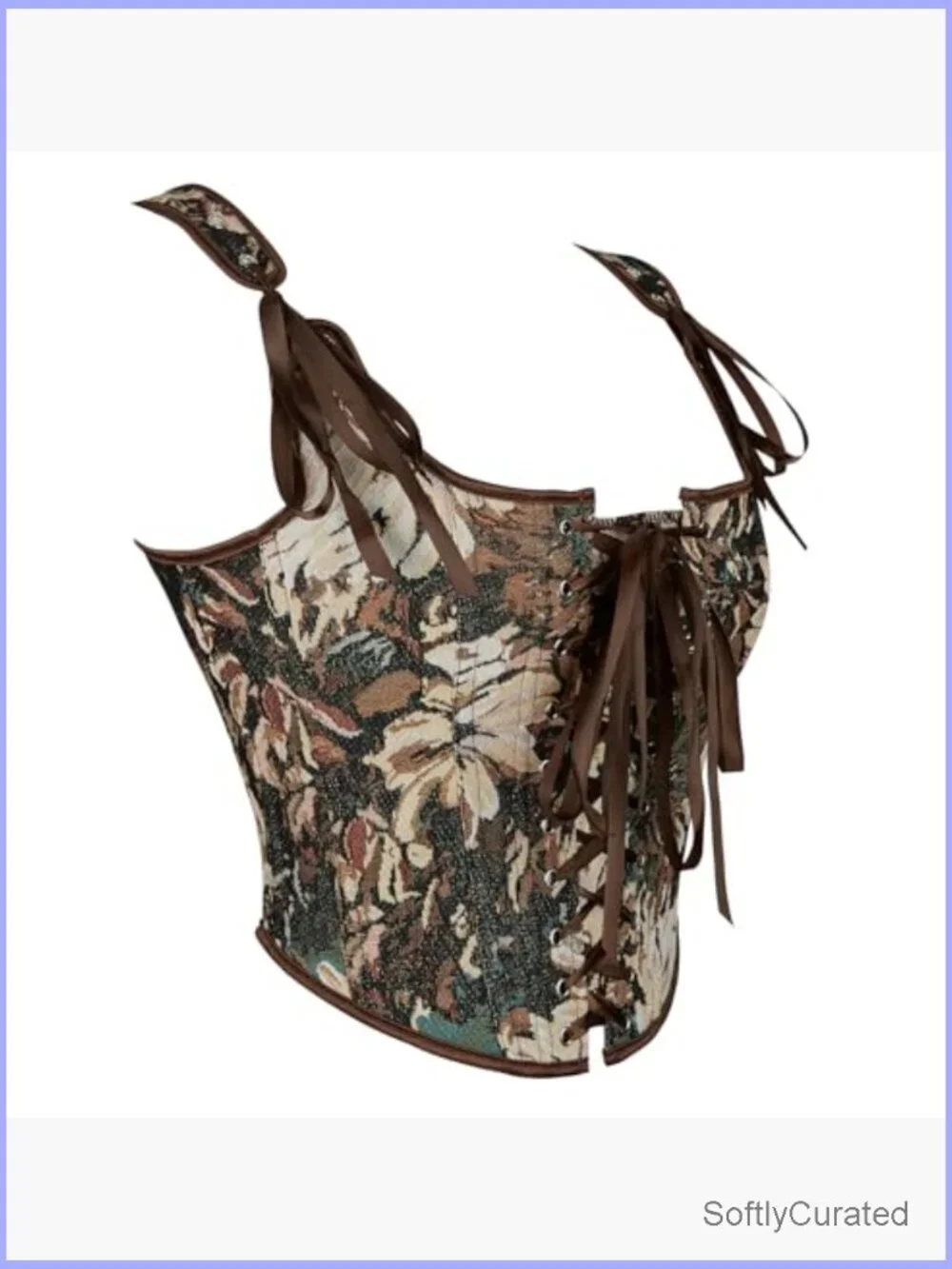 Vintage Floral Bustier Corset Top Overbust Shapewear Adjustable Lace Up